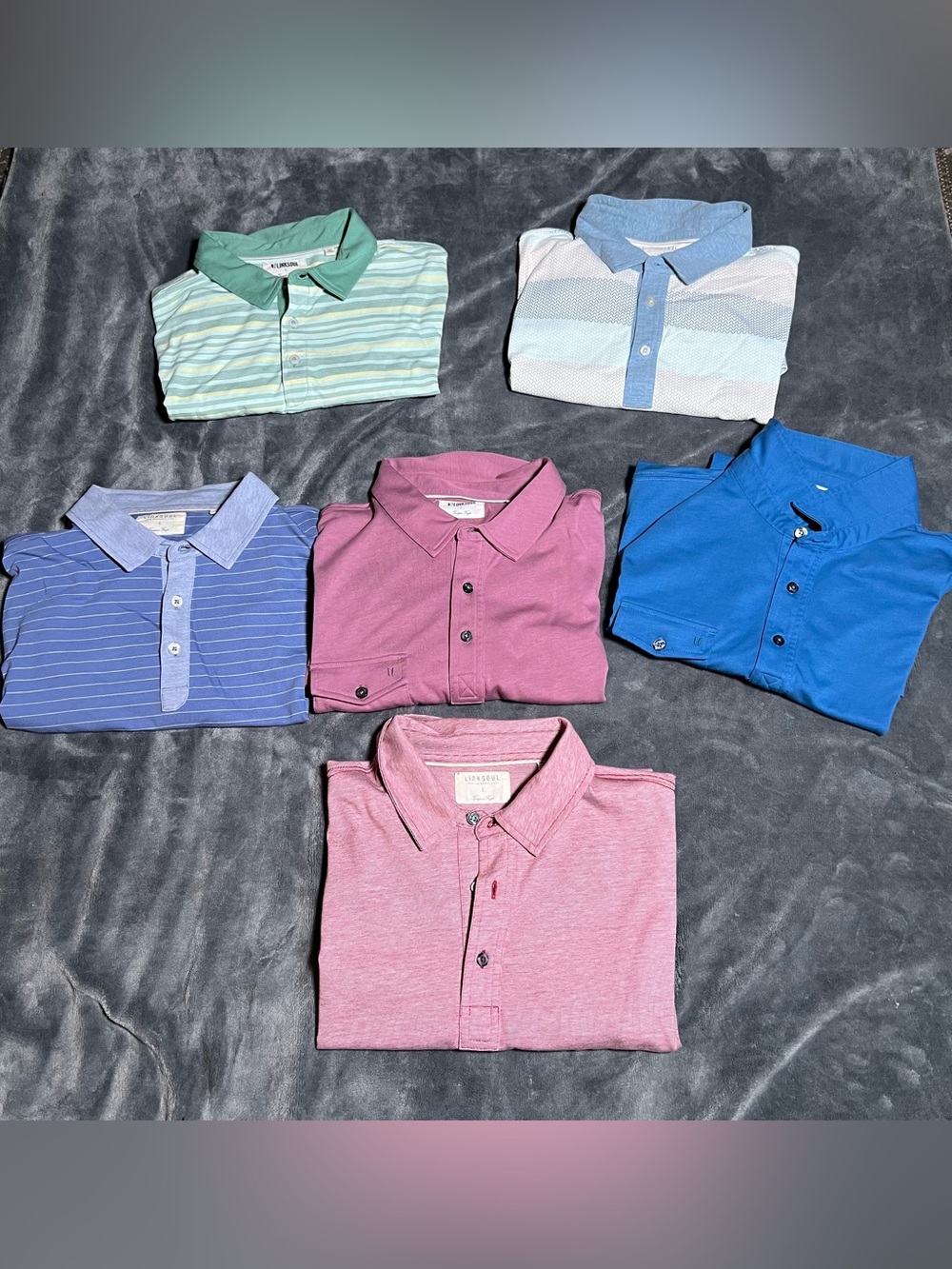 Linksoul John Ashworth & Co. Tempus Fugit Men’s Casual Preppy Polo Shirts Large